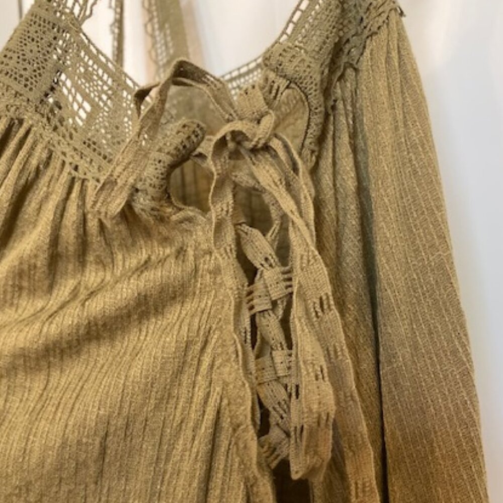 Free People Sweet Thing Tunic Mini Dress Lace Moss Size XS - Picture 6 of 16